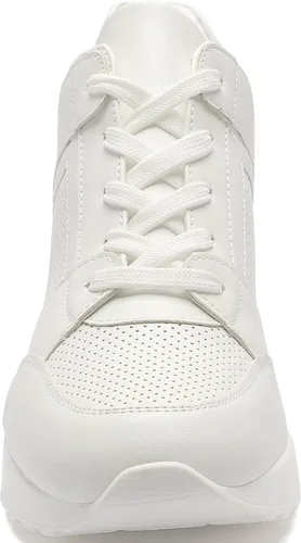 Vista 2 de YZ Tenis de cuña de moda para mujer, con tacón alto, con cordones y plataforma