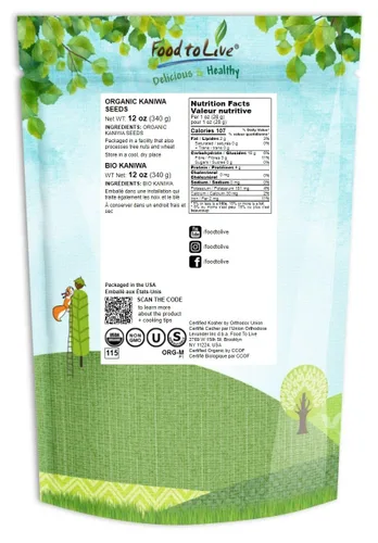 Vista 2 de Food to Live Semillas orgánicas de Kaniwa, 12 onzas, grano Canihua sin OMG, Kosher, crudo, vegano, germinable, a granel, rica en proteínas, fibra