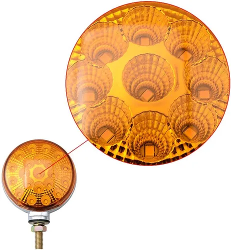 Vista 8 de CORP - 1 par de luces redondas de 4 pulgadas con 42 LED de doble cara, color ámbar rojo, montaje en un solo perno de guardabarros, luces de señal