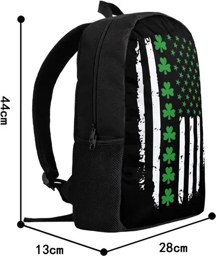 Vista 2 de Mochila para niños, mochila de viaje duradera para estudiantes de primaria, adolescentes, niñas y niños, Bandera irlandesa del día de San Patricio