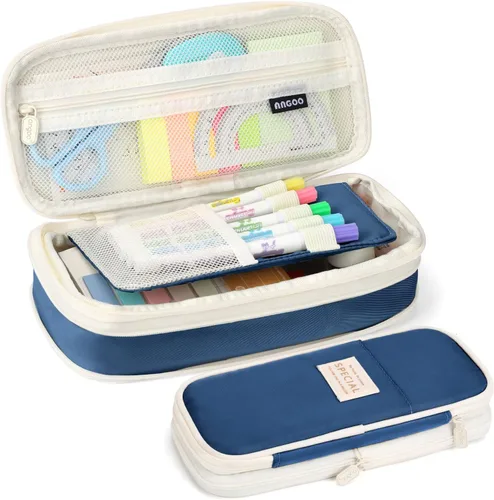 Vista 11 de KPX Estuche para lápices y bolígrafos de gran capacidad con cremallera, almacenamiento para oficina, universidad, escuela, bolsa organizadora