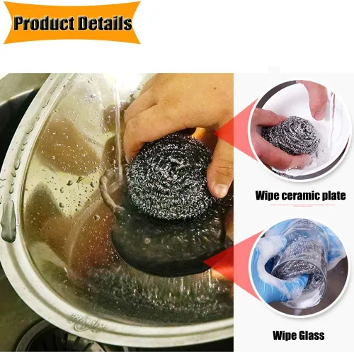 Vista 5 de 18 esponjas de acero inoxidable para limpiar utensilios de cocina con mango (paquete de 18)