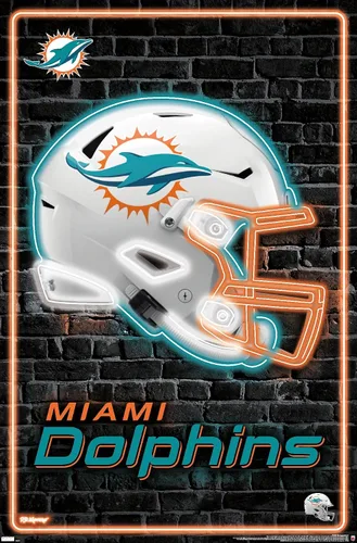 Vista 12 de Trends International NFL Miami Dolphins - Póster de pared con casco neón 23, 22.4 pulgadas de largo x 14.7 pulgadas, versión enmarcada en madera