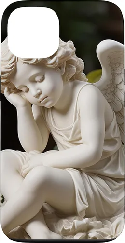 Vista 7 de Funda para iPhone 12 Pro Max con diseño de ángel durmiente para jardín, estatua de querubín
