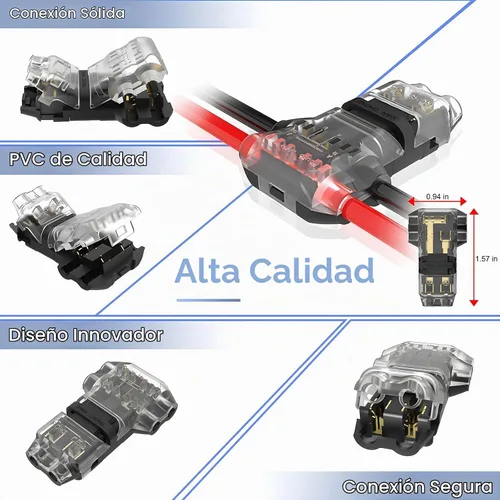 Vista 5 de Conectores divisores de cable T Tap 3 vías 2 pines, conectores de cable de bajo voltaje para 16-20 AWG, 10 piezas, conectores de empalme de cable