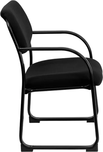 Vista 10 de Flash Furniture Silla de recepción lateral ejecutiva de tela negra Richie con base de trineo