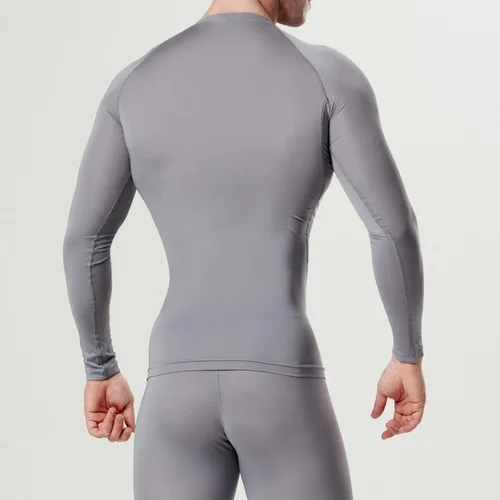 Vista 5 de dfen Camisetas de compresión de secado rápido para hombre con capa base se adaptan a Cool Gear con cuello redondo y manga larga