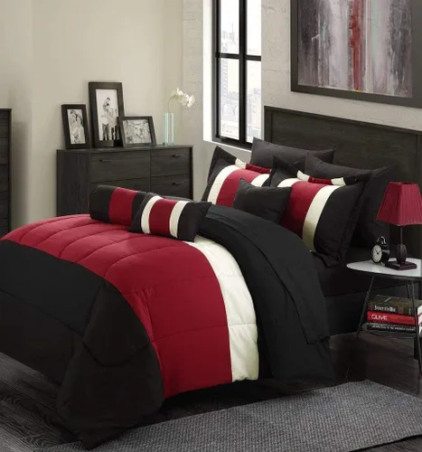 Vista 2 de Empire Home - Juego de edredón Serenity de 4 piezas (gris, matrimonial)