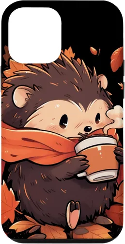 Vista 16 de Hedgehog Fall Autumn Leaves Pumpkin Spice Latte Kawaii Case for iPhone 16