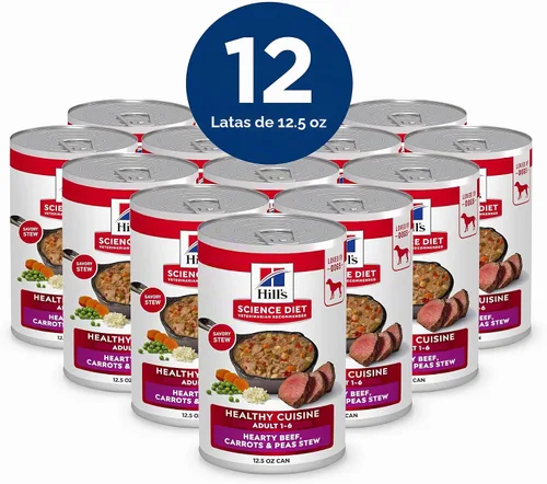 Vista 3 de Hill's Science Diet Paquete variado de alimento húmedo enlatado para piel y estómago sensible para adultos, carne de res estofada, zanahoria