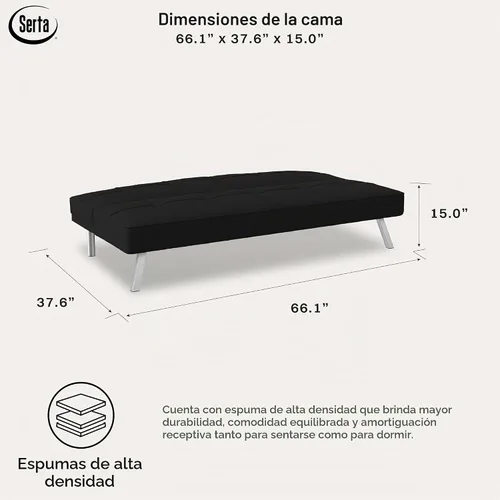 Vista 8 de Colección Serta Rane - Sofá convertible, 66.1 de largo x 33.1 de ancho x 29.5 de alto, negro