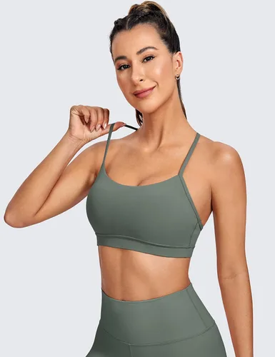 Vista 2 de CRZ YOGA Butterluxe - Brasier deportivo con espalda en Y para mujer, con espalda cruzada, de bajo impacto, tirantes delgados, para entrenamiento