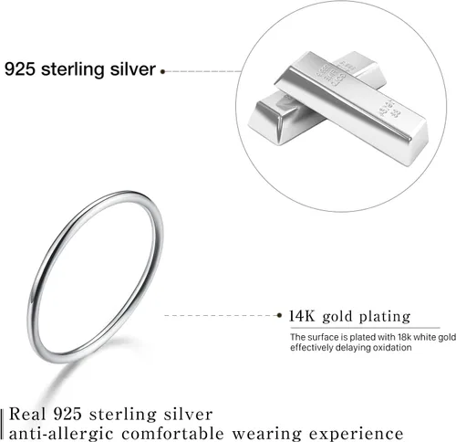Vista 3 de MADEONE Regalos para el día de la madre, anillos finos para el pulgar para mujer, tamaño 2-11, plata de ley 925, chapado en oro de 14 quilates