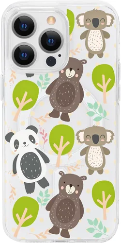 Vista 11 de Funda magnética de flores para iPhone 15 [compatible con MagSafe] Bonito patrón floral transparente a prueba de golpes