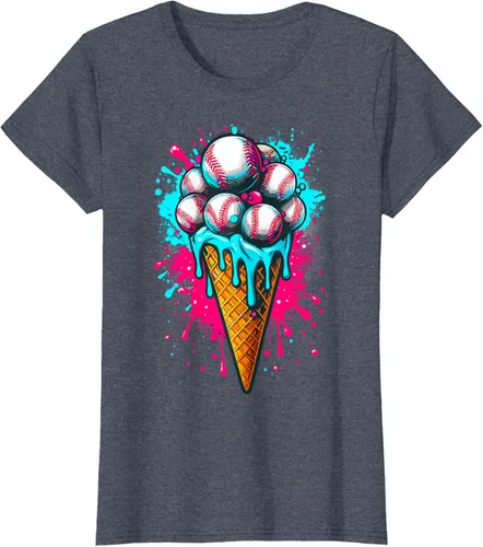 Vista 41 de Camiseta de béisbol de acuarela de helado de béisbol
