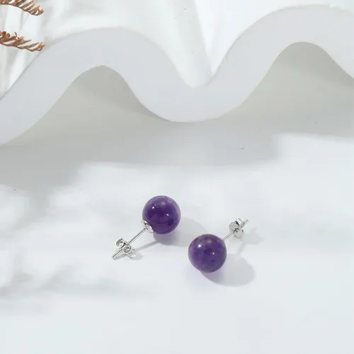 Vista 134 de Natural Stone Stud Earrings for Women 8mm Sterling Silver Genuine Gemstone Earrings Handmade Sterling Silver Crystal Stud Earrings for Women