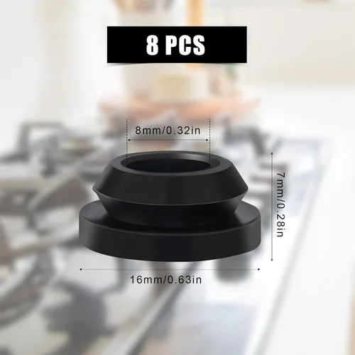 Vista 2 de 8 ojales superiores para estufa de RV, kit de ojales para estufa de RV para Magic Chef y para rejillas de estufa Atwood, ojales de goma negra