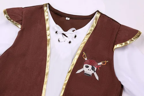 Vista 3 de Disfraz de pirata para niños con accesorios de pirata, disfraz de fiesta de Halloween