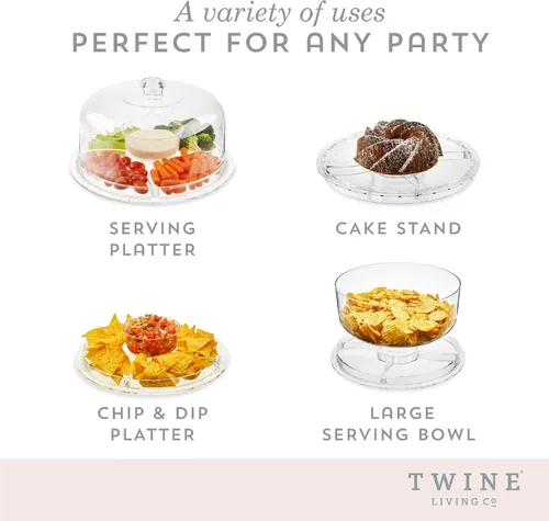 Vista 4 de Twine Servidor acrílico multifuncional con molde Bundt para pastel, juego de platos para servir postres, molde para pasteles, soporte para pasteles