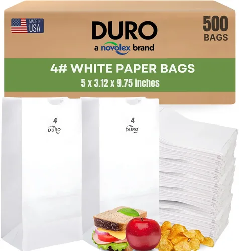 Vista 12 de Duro Bolsa de papel blanco de 2 libras, paquete de (500)