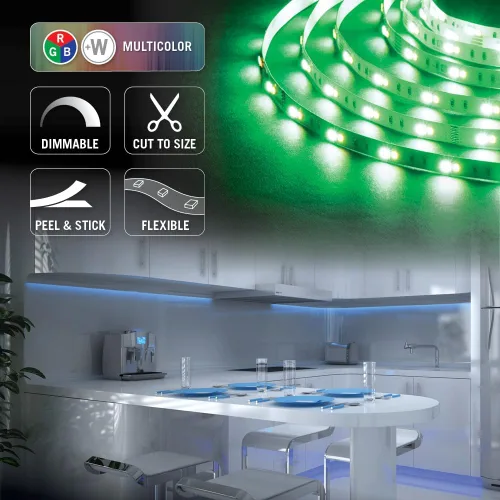 Vista 4 de Armacost Lighting Cinta de luz LED RibbonFlex Pro multicolor y blanca 30 + 30 LEDs/m, 8.2 pies (8.2 ft) (623210)