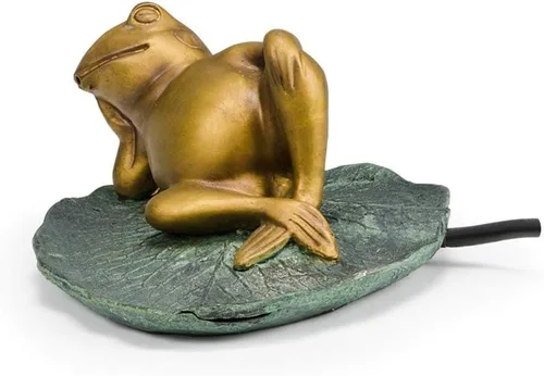 Vista 3 de Aquascape Lazy Frog on Lily Pad Spitter Fuente para estanques y jardines acuáticos, 78311