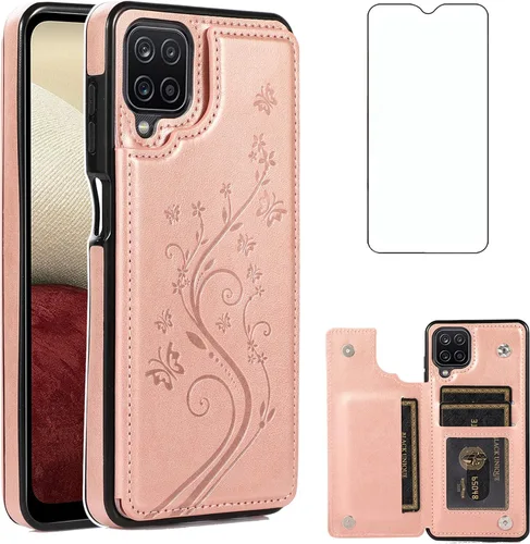 Vista 10 de Funda de teléfono para Samsung Galaxy A42 5G con protector de pantalla de vidrio templado, tarjetero con soporte para tarjetero, soporte para celda