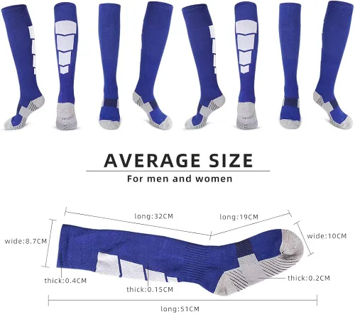 Vista 7 de 3 pares de calcetines de fútbol calcetines deportivos hasta la rodilla calcetines deportivos de compresión para hombres y mujeres para correr