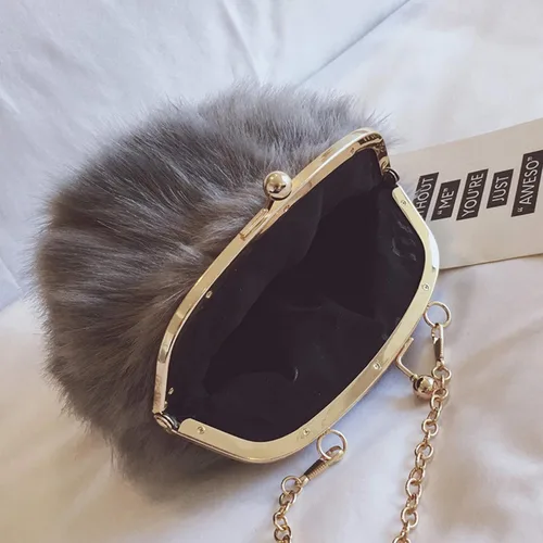 Vista 4 de FHQHTH Faux Fur Purse Fashion Clutch Handbag Shoulder Vintage Evening Bags for Women