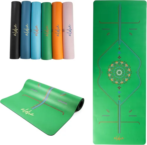 Vista 11 de Aloha Bliss - Tapete de yoga – Goma natural antideslizante, ecológica y resistente al sudor, alfombrilla de entrenamiento gruesa, 72 x 27 pulgadas