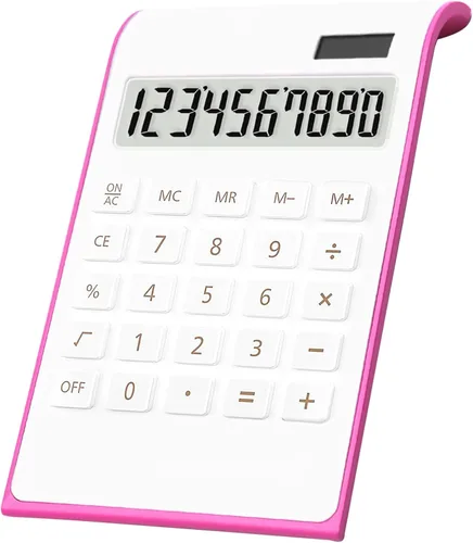 Vista 10 de Green Calculator, 10 Digits Solar Battery Basic, Dual Powered Desktop Calculator, Tilted LCD Display, Inclined Design Slim