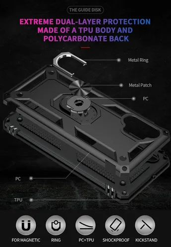 Vista 7 de Funda para Samsung Galaxy A32 4G [no compatible con A32 5G] con protector de pantalla de vidrio templado, para Galaxy A32 4G Heavy Duty Armor