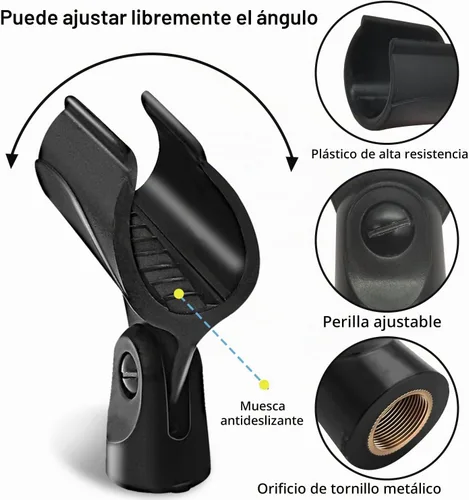 Vista 3 de Soporte universal para clip de micrófono, viene con adaptador de tornillo macho de 5/8 pulgadas a hembra de 3/8 pulgadas adecuado para micrófonos