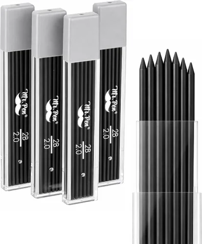 Vista 10 de Mr. Pen - Recambios de plomo de 0.020 in para lápices mecánicos, 600 piezas (150 por tubo) Negro, plomo de grafito 2B, repuestos de lápiz mecánico