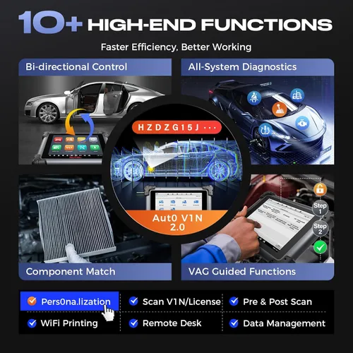 Vista 8 de Autel MaxiCOM MK908P - Escáner de diagnóstico de coche con programación de código del ECU, escáner automotriz OBD2 con MaxiScope MP408, osciloscopio