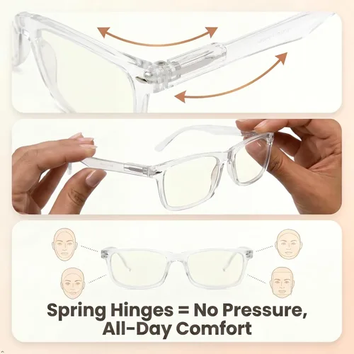 Vista 3 de Eyekepper Blue Light Reading Glasses Men Women, Rectangular Black Frame Transparente
