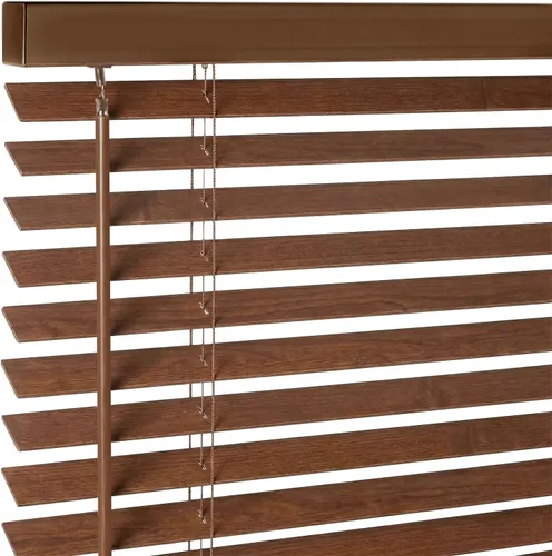 Vista 37 de Persianas de madera real de 2 pulgadas para ventanas de interior, persianas venecianas opacas de madera maciza, tamaño personalizado, color cereza