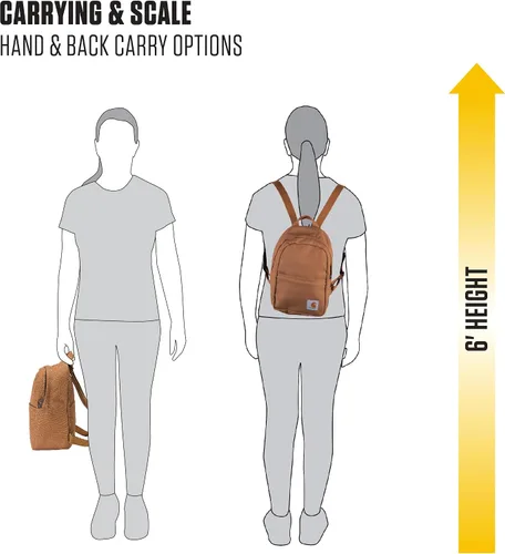 Vista 5 de Carhartt Mini mochila clásica, duradera, resistente al agua con correas de hombro ajustables, Carhartt Brown