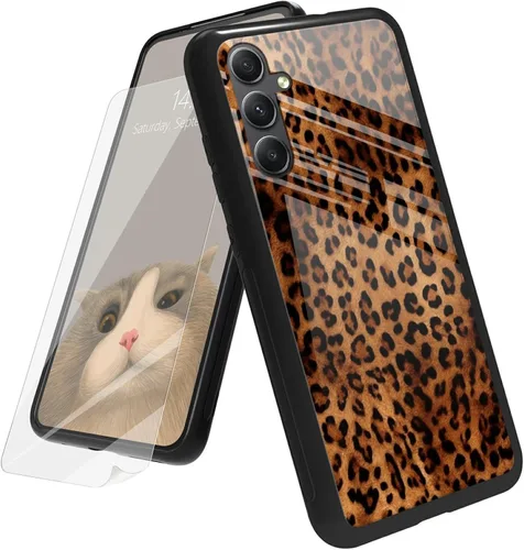 Vista 110 de Funda para Samsung Galaxy A12 5G con protector de pantalla, parte trasera de vidrio templado + TPU de silicona suave que absorbe los golpes