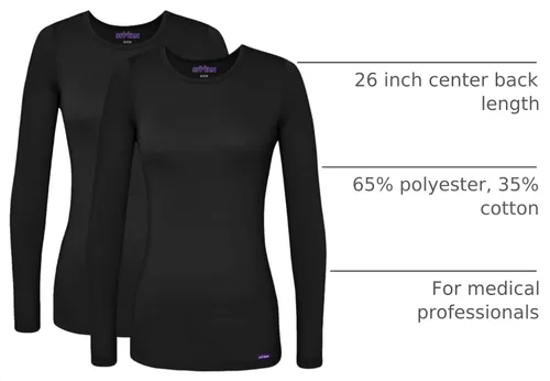 Vista 4 de Sivvan Scrubs for Women - Long Sleeve Comfort Underscrub Tee 2-Pack Negro