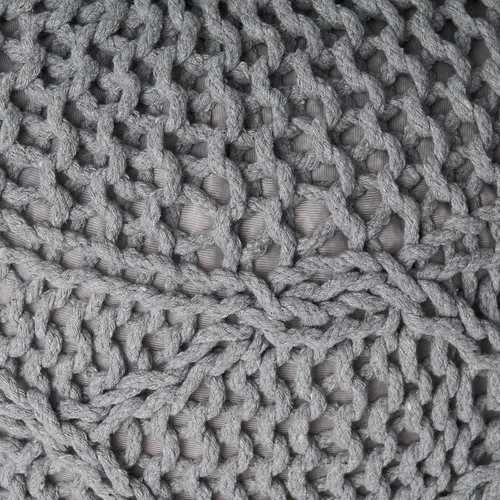 Vista 7 de Christopher Knight Home Morven Puf Redondo De Punto - Algodón - Gris