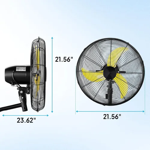 Vista 7 de ROVSUN Ventilador silencioso de pared de 20 pulgadas con motor BLDC, panel táctil con cable y control remoto, ventilador de pared industrial de alta