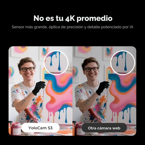 Vista 5 de YOLOLIV YoloCam S3, cámara web de transmisión 4K, sensor de 1/1.3 pulgadas, enfoque automático PDAF, 4K sin comprimir, zoom 4X, para creadores