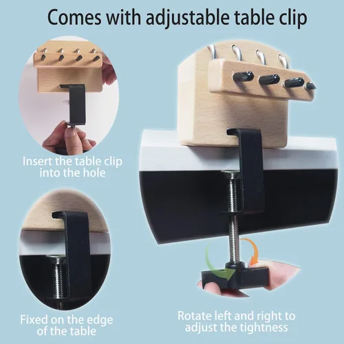 Vista 3 de Twister de flecos para torcer rápidamente, 4 clips herramienta de fabricación de cordón de madera, tornado de flecos de hilo para tejer, máquina