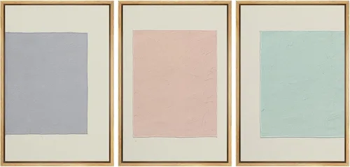 Vista 17 de SIGNLEADER Lienzo enmarcado para pared, juego de arte abstracto geométrico verde esmeralda, arte moderno geométrico zen de mediados de siglo