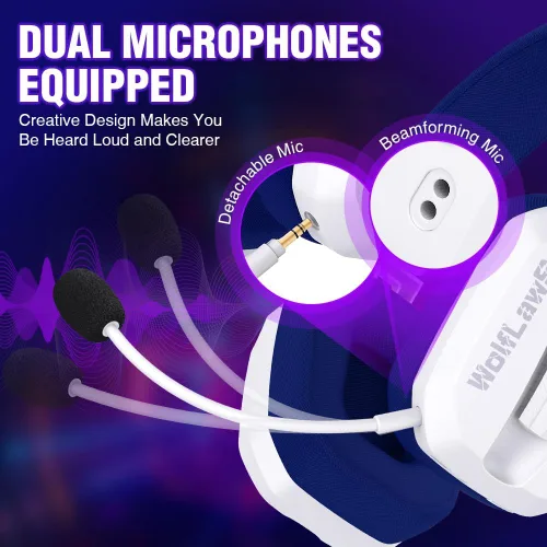 Vista 3 de WolfLawS Auriculares inalámbricos para juegos Bluetooth con micrófono Lightspeed Headset para PC PS4 PS5