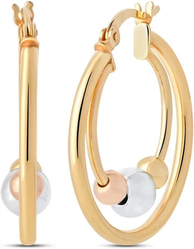Vista 2 de Charmsy - Aretes de plata de ley en tres tonos para mujer