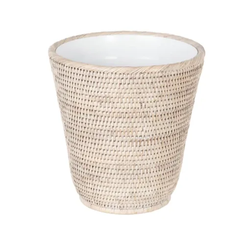 Vista 7 de Mekomy KOUBOO La Jolla - Papelera de ratán con inserto de plástico, hecha a mano, papelera, pequeña papelera, dormitorio, baño, tocador, caravana