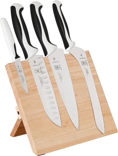 Vista 8 de Mercer Culinary Millennia - Juego de 5 tableros magnéticos con asas negras, acacia, 16 x 8 x 18 pulgadas
