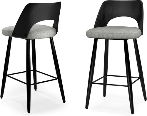 Vista 16 de SIMPLIHOME Randolph Taburetes de mostrador (juego de 2) – asientos de cocina tapizados de madera curvada de 28 pulgadas de altura de asiento